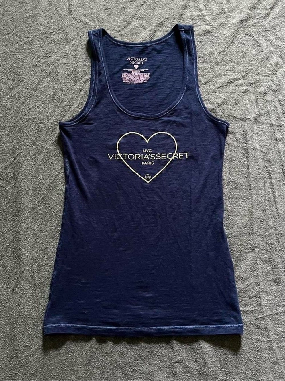 Victoria's Secret NYC Paris navy blue heart tank top